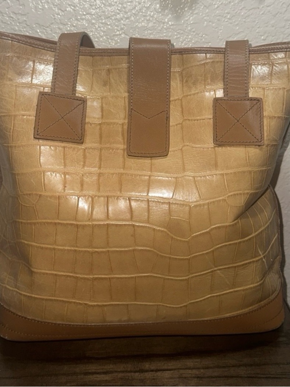 Vintage Dooney & Bourke Croco Embossed Leather Tote